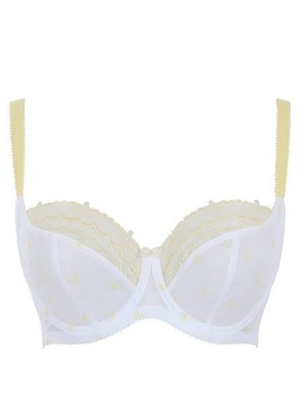 Cleo Blossom White & Pale Yellow Lace Balconette Bra